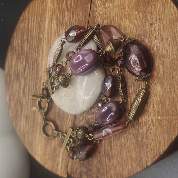 Premier designs vintage Venetian purple glass bracelet  B3103 - Picture 1 of 3